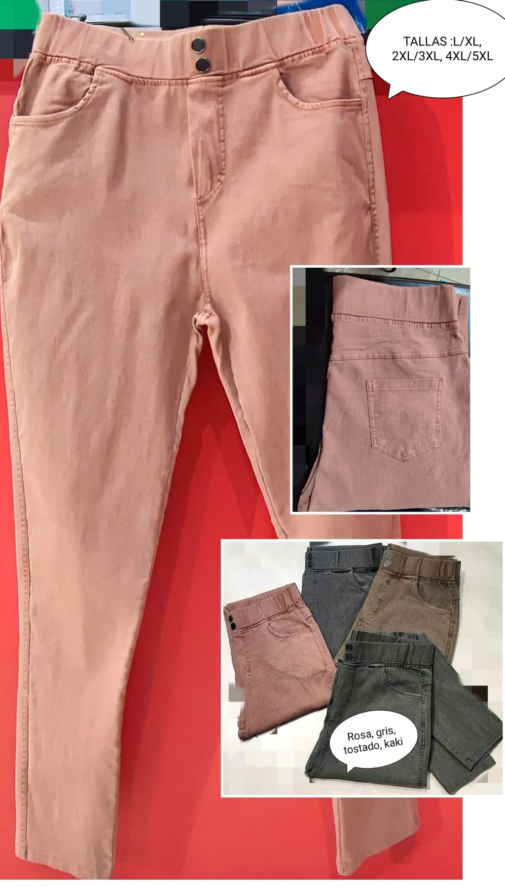 Pantalón Vaquero Colores Mujer Talla Grande