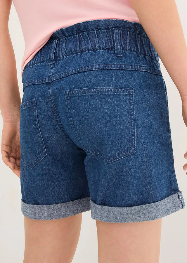 Pantalón vaquero corto premamá de corte paperbag Denim