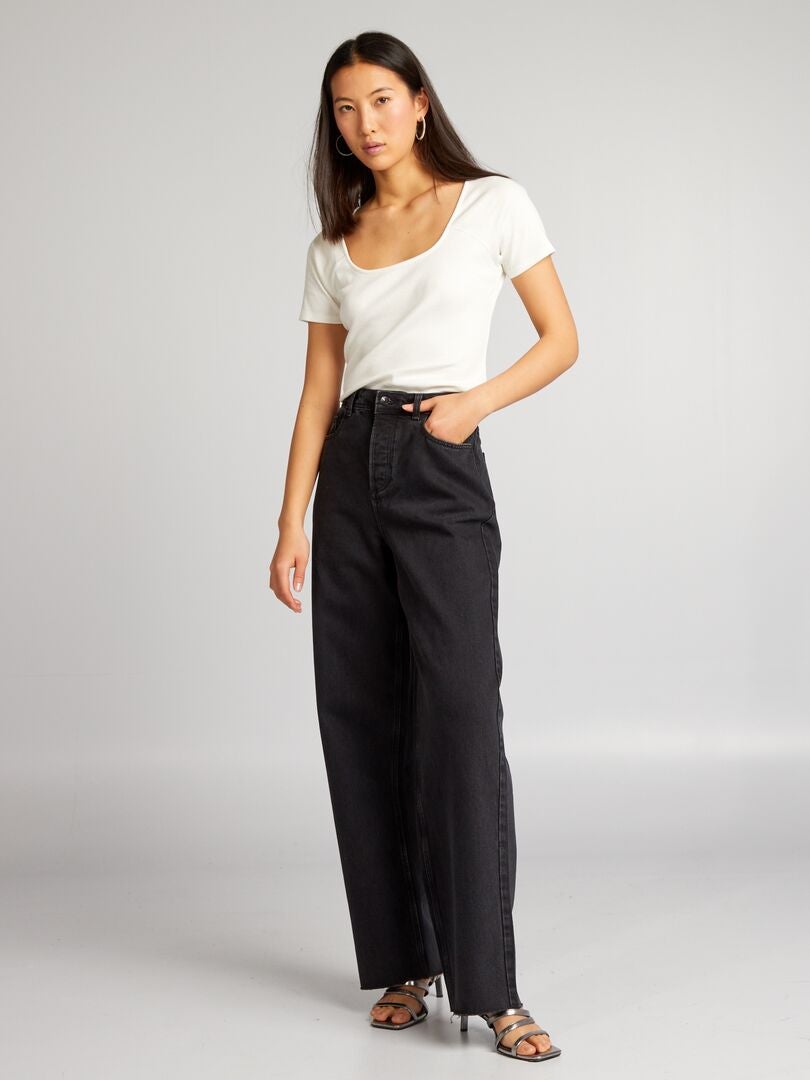 Pantalón vaquero wide leg - GRIS