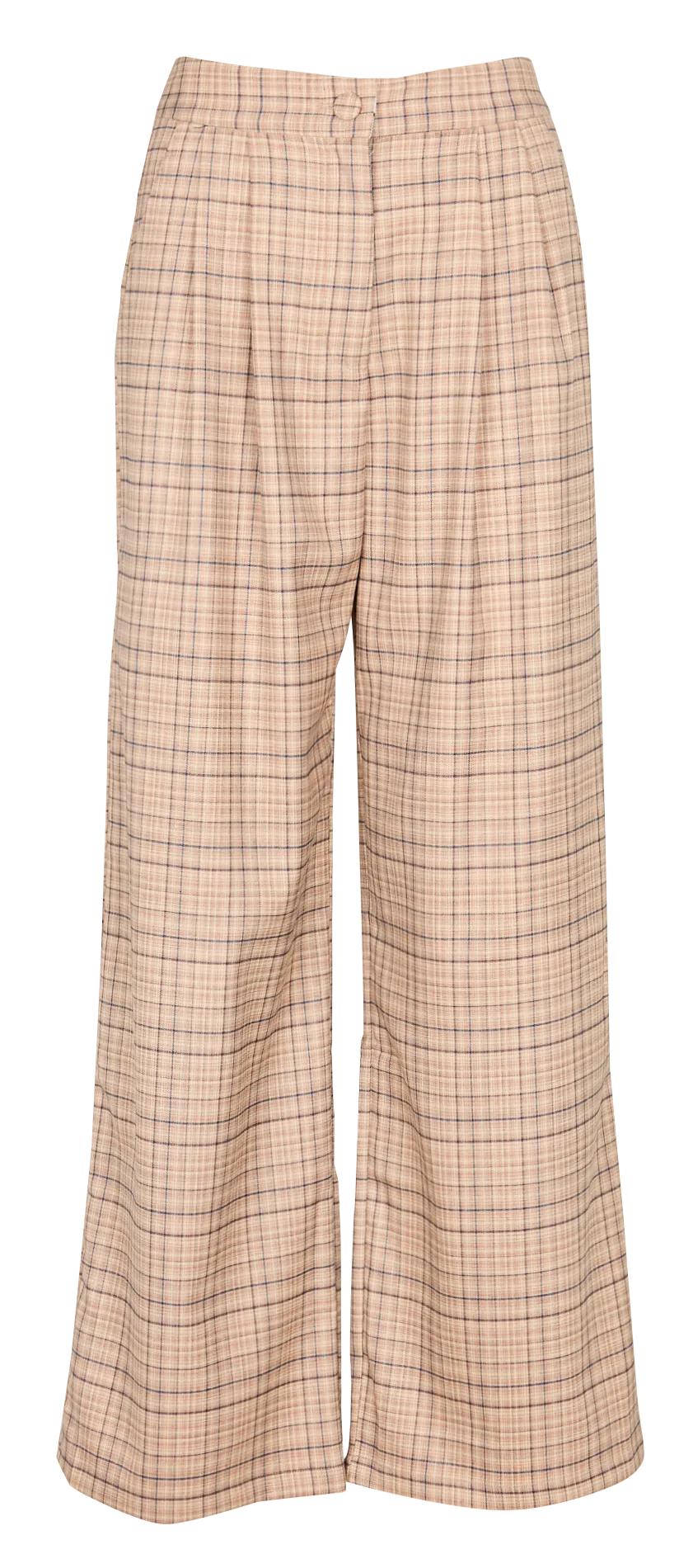 PAOLINE - Pantalón ancho de cuadros de talle alto en multicolor