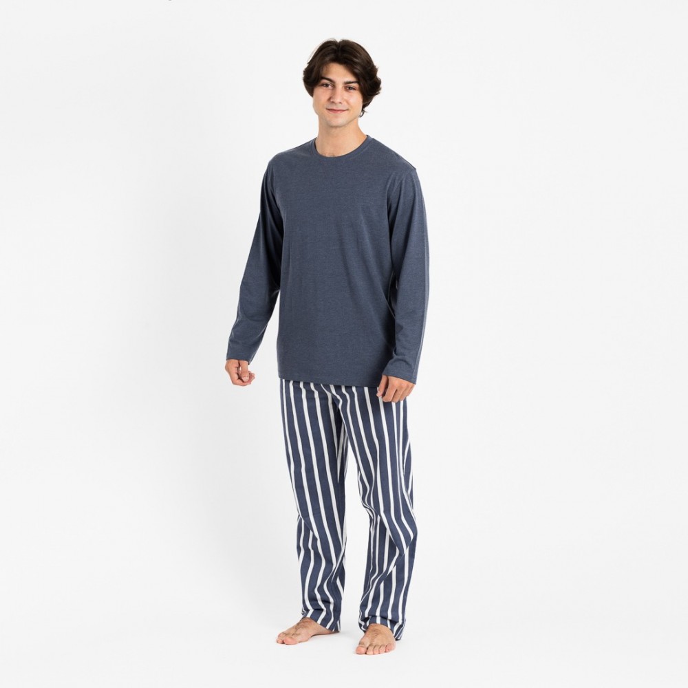 Pijama hombre franela Palermo azul