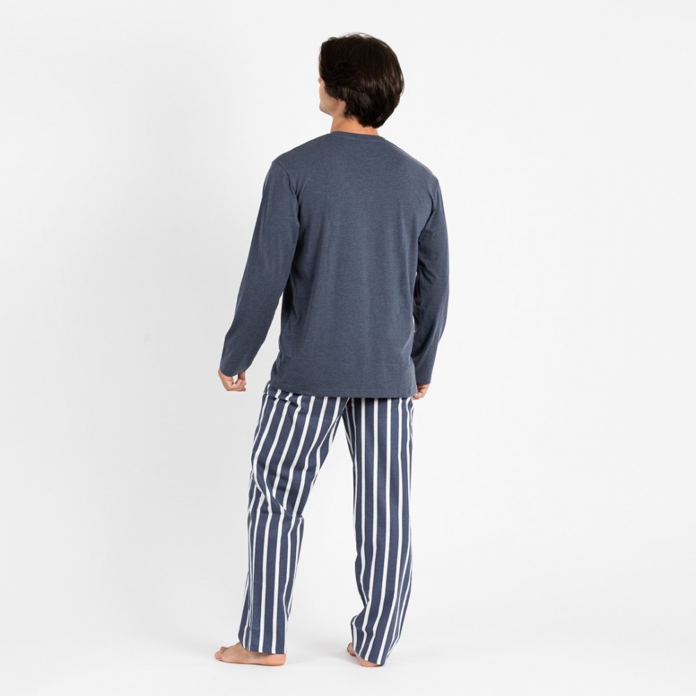 Pijama hombre franela Palermo azul