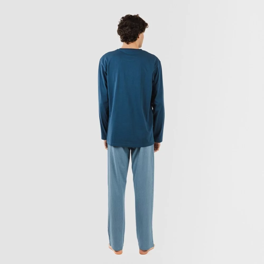 Pijama largo algodón hombre Kristoff azul marino