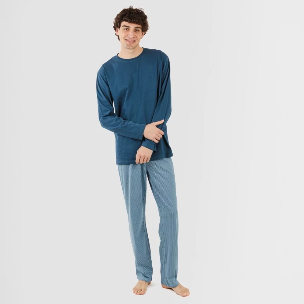 Pijama largo algodón hombre Kristoff azul marino