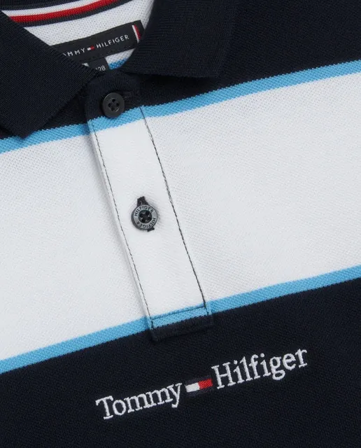 Tommy Hilfiger Polo de bebé niño estampado a rayas manga corta con logo Tommy