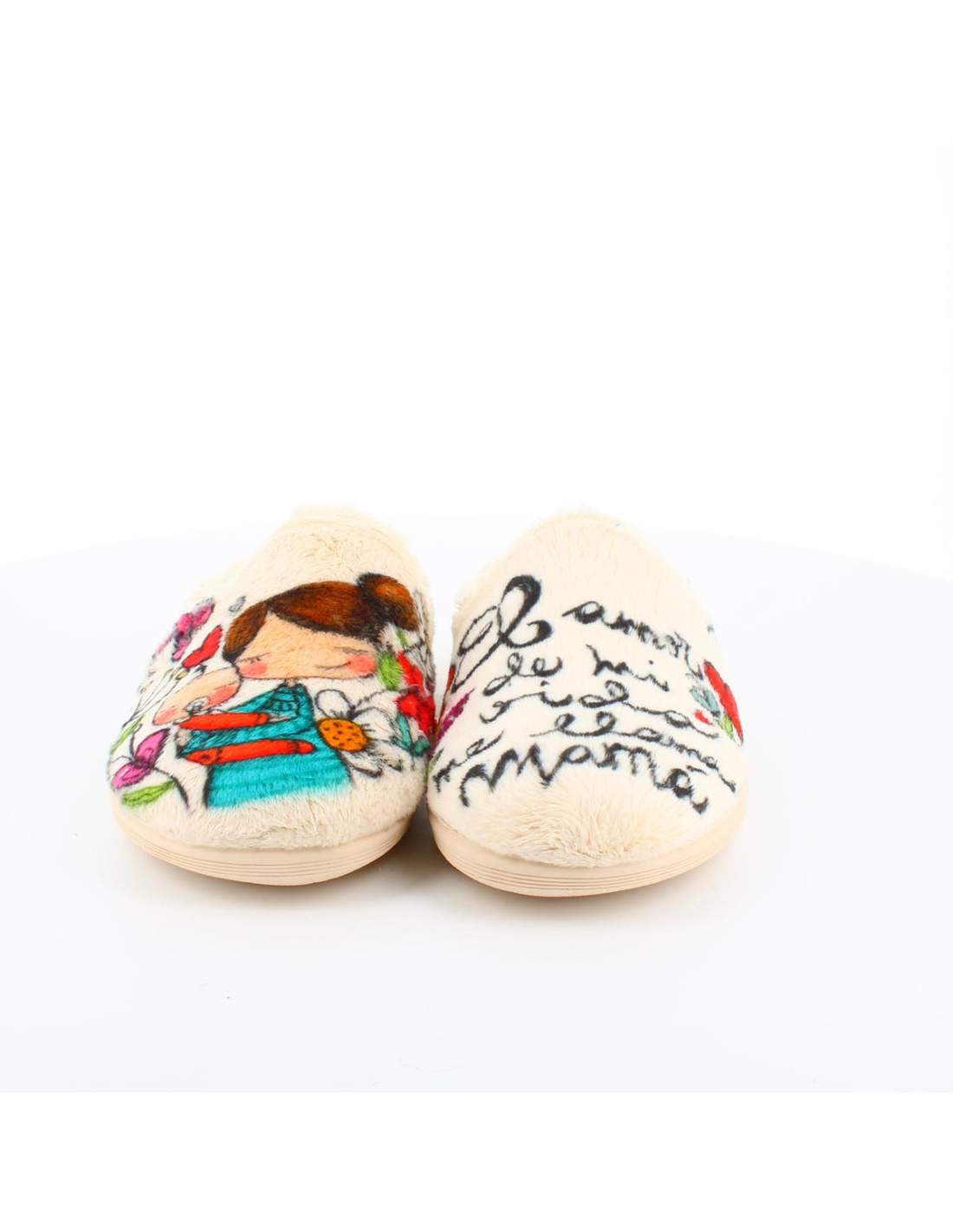 Zapatilla de Casa "El amor de mi vida me llama mamá" Everest Beige