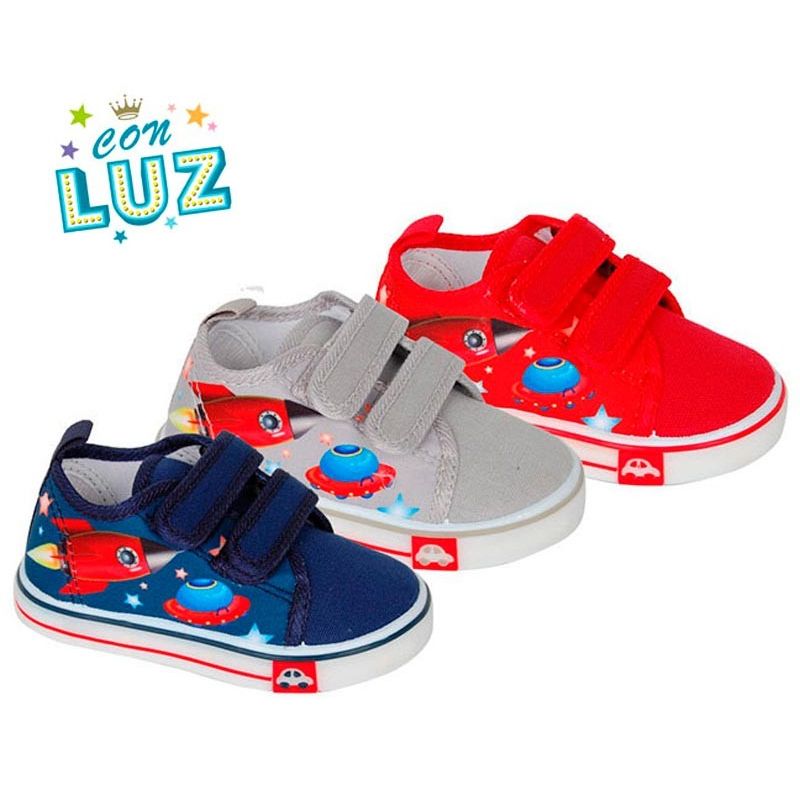 Zapatillas niño con luces de lona