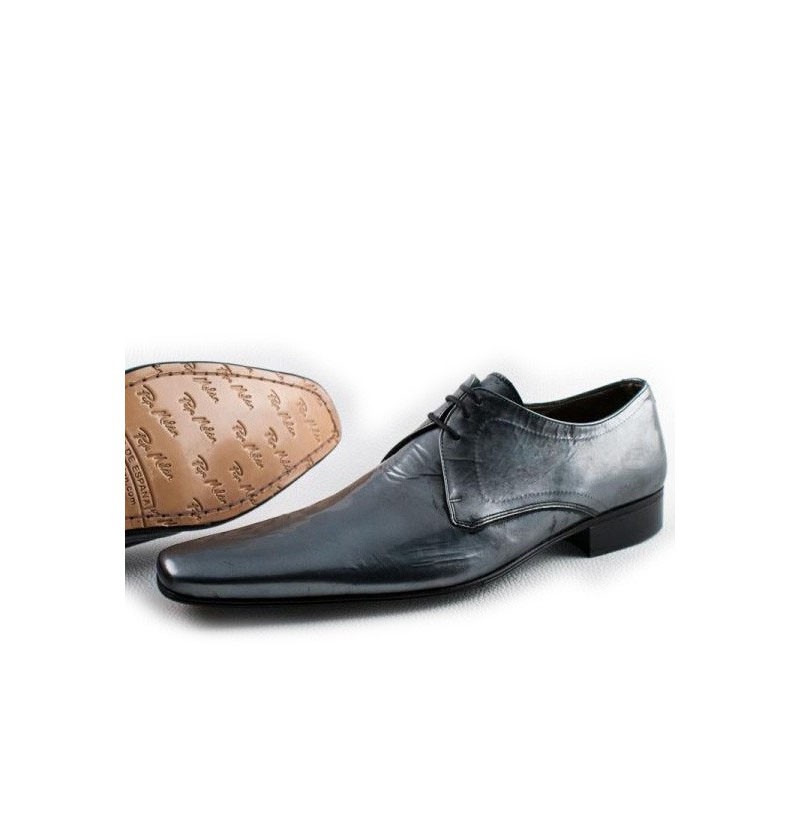 Zapato hombre piel gris con cordones
