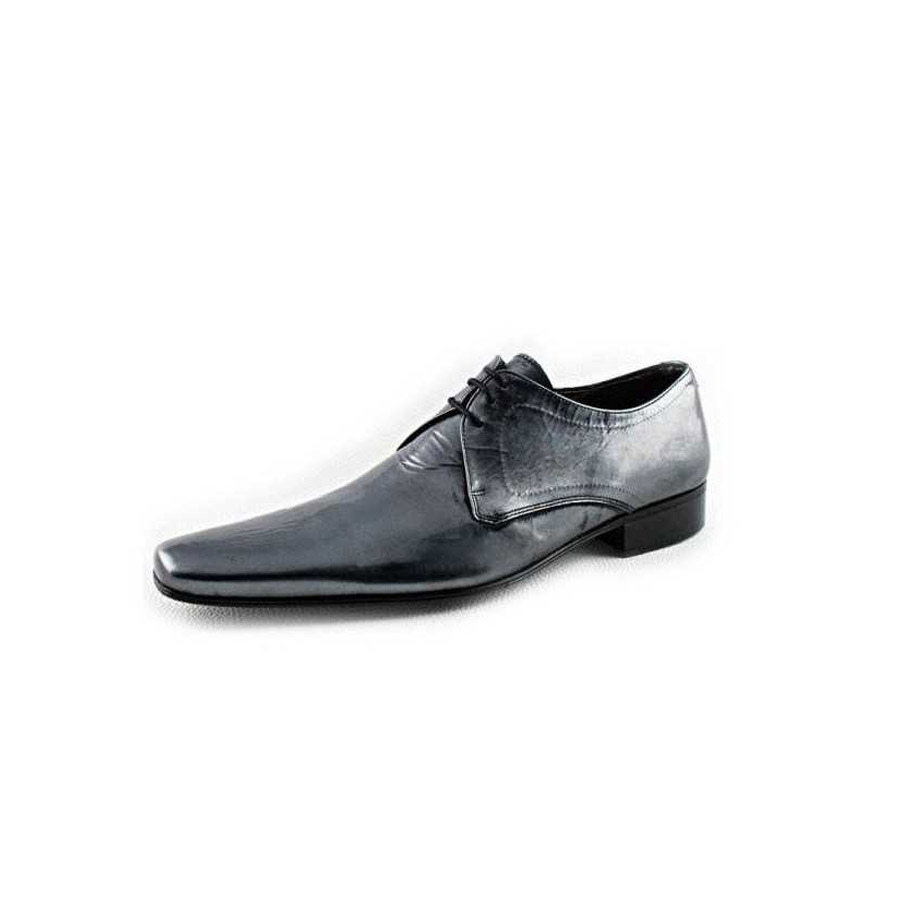 Zapato hombre piel gris con cordones
