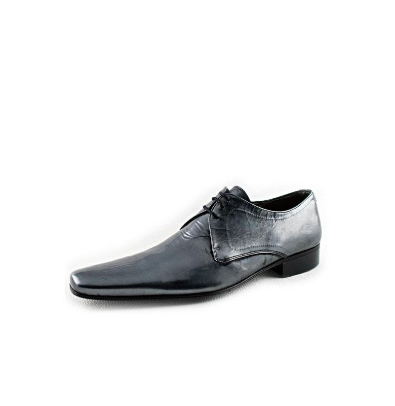 Zapato hombre piel gris con cordones
