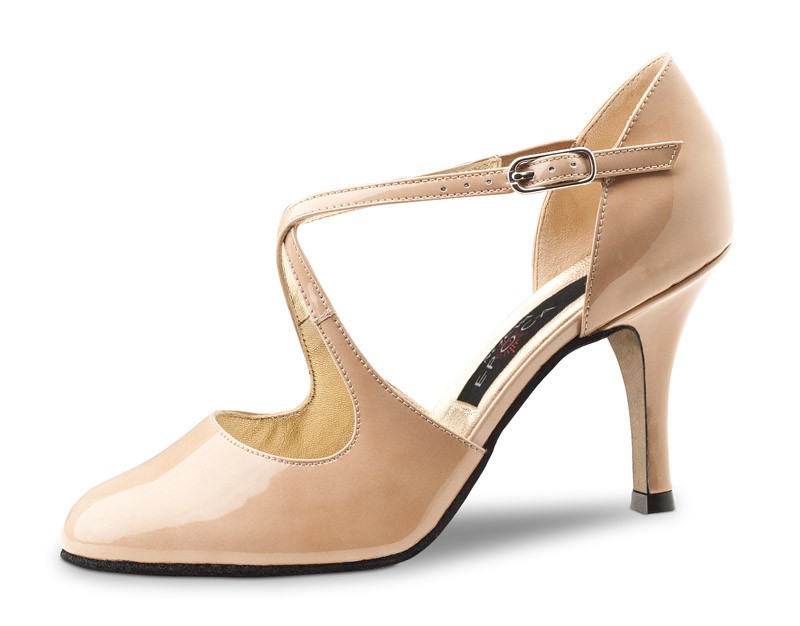 Zapato salon charol beige
