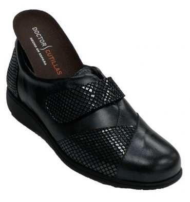 Zapato velcro mujer especial para plantillas Doctor Cutillas en negro