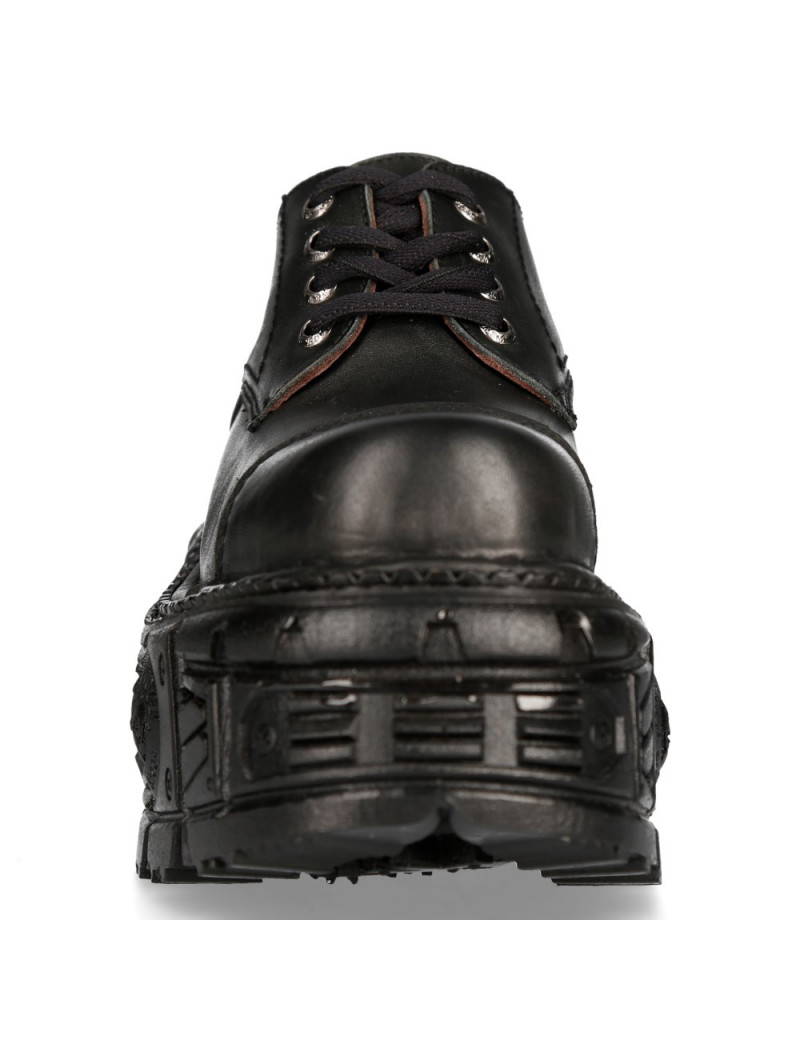 ZAPATOS CON PLATAFORMA TANKE NEGROS CON CORDONES