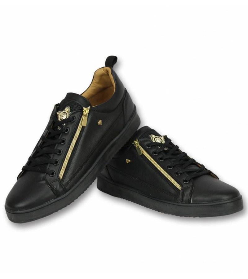 Zapatos de Hombre - Zapatillas Bee Negro Dorado  - Negro