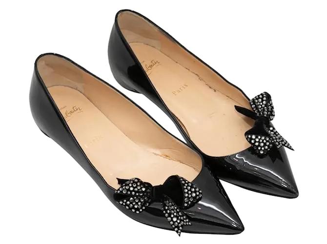 Zapatos planos con detalles en lazo y charol de cristal Christian Louboutin en negro 39.5 