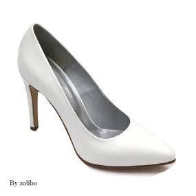 Zapatos tacón altos blancos mujer